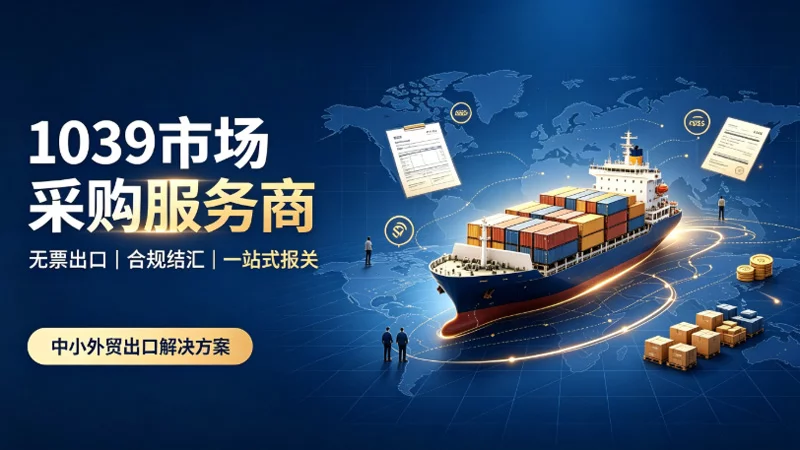 1039市场采购贸易：中小出口商的无票出口、退税难、结汇难，一站式解决！